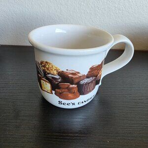 See's Candies Mug Cup Tea Coffee White Sees Candy Chocolates Vintage